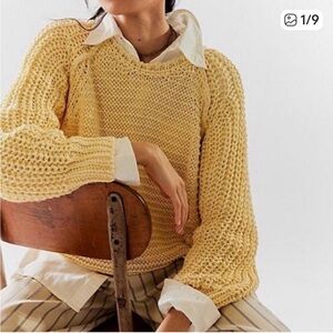 We The Free Chunky Heirloom Collection Sweater in Butter Yellow. Size XS